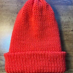 Handmade Hand Knitted Orange Beanie Hunting/Recreational Unisex NEW